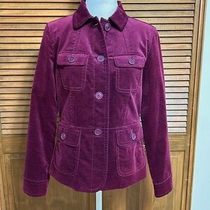 Talbots Velvet Burgundy Wine Lined Blazer Jacket Size 8P